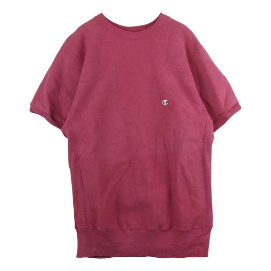 Champion チャンピオン USA製 90s 刺繍タグ リバースウィーブ 半袖 スウェット コットン ピンク系 XL【中古】