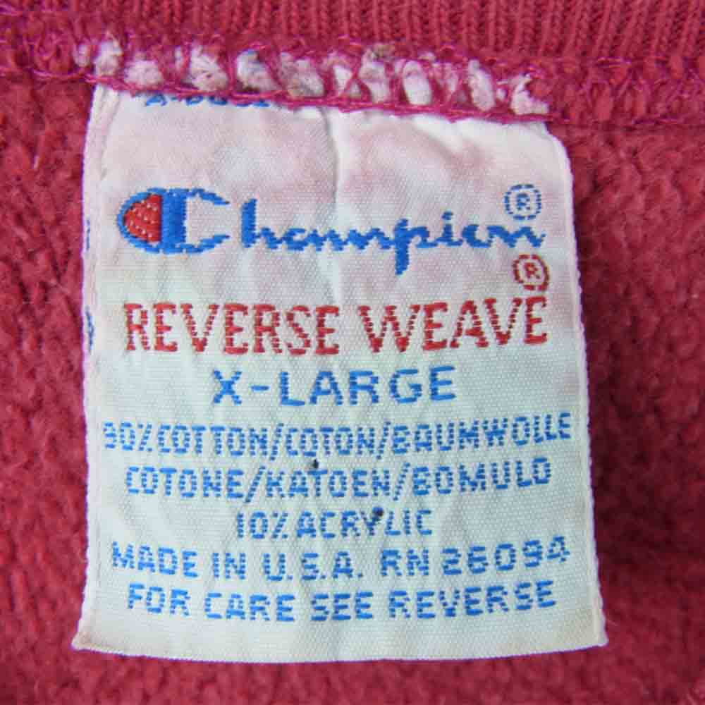 Champion チャンピオン USA製 90s 刺繍タグ リバースウィーブ 半袖 スウェット コットン ピンク系 XL【中古】