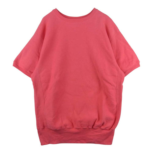 Champion チャンピオン USA製 90s 刺繍タグ リバースウィーブ 半袖 スウェット コットン ピンク系 XL【中古】