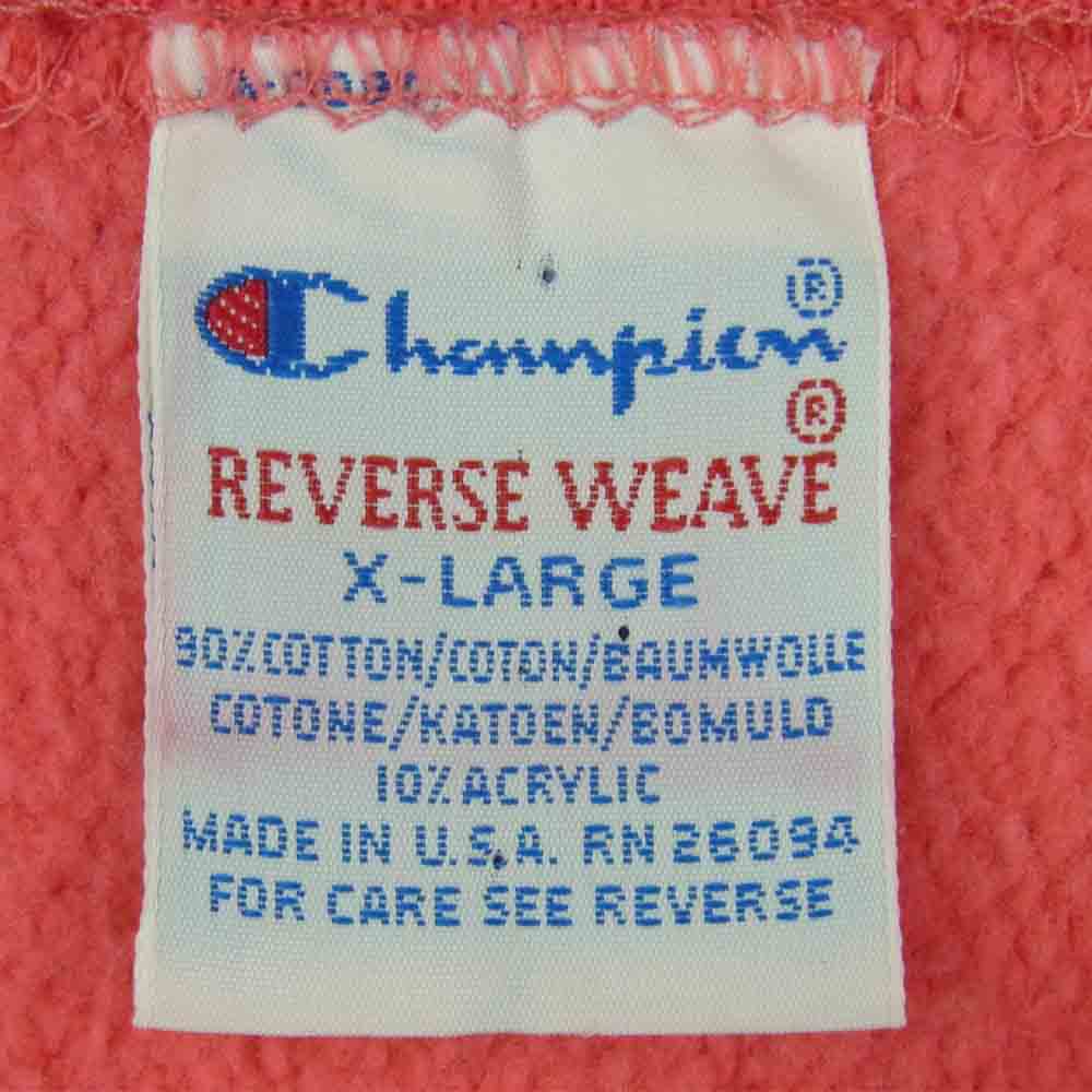 Champion チャンピオン USA製 90s 刺繍タグ リバースウィーブ 半袖 スウェット コットン ピンク系 XL【中古】