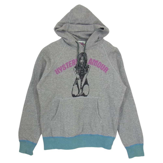 HYSTERIC GLAMOUR ヒステリックグラマー ガールプリント プルオーバー パーカー グレー系 FREE【中古】