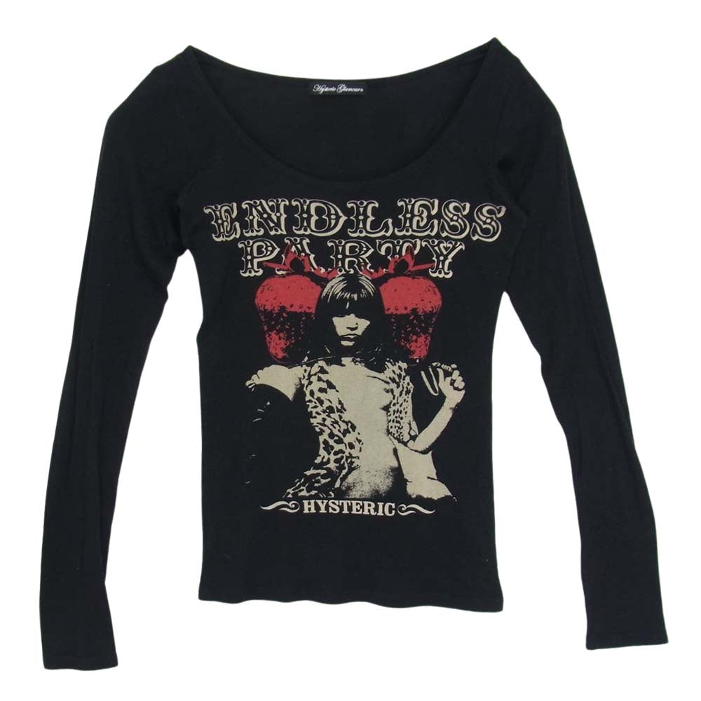 HYSTERIC GLAMOUR ヒステリックグラマー 2CL-1910 ENDLESS PARTY ガール プリント 長袖 Tシャツ ブラック系 FREE【中古】