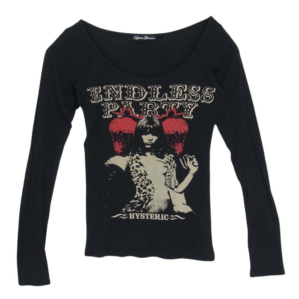 HYSTERIC GLAMOUR ヒステリックグラマー 2CL-1910 ENDLESS PARTY ガール プリント 長袖 Tシャツ ブラック系 FREE【中古】