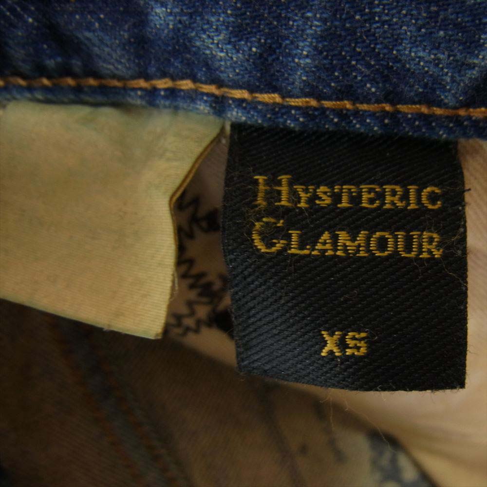 HYSTERIC GLAMOUR ヒステリックグラマー NEWYORK DOLLS ダメージ加工 スタッズ デニム ミニ スカート インディゴブルー系 XS【中古】