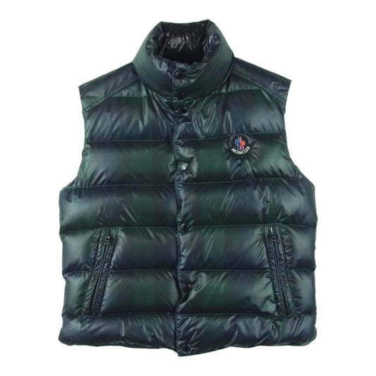 MONCLER モンクレール 国内正規品 CORBIER コルビエ チェック ダウン ベスト ルーマニア製 グリーン系 1【中古】