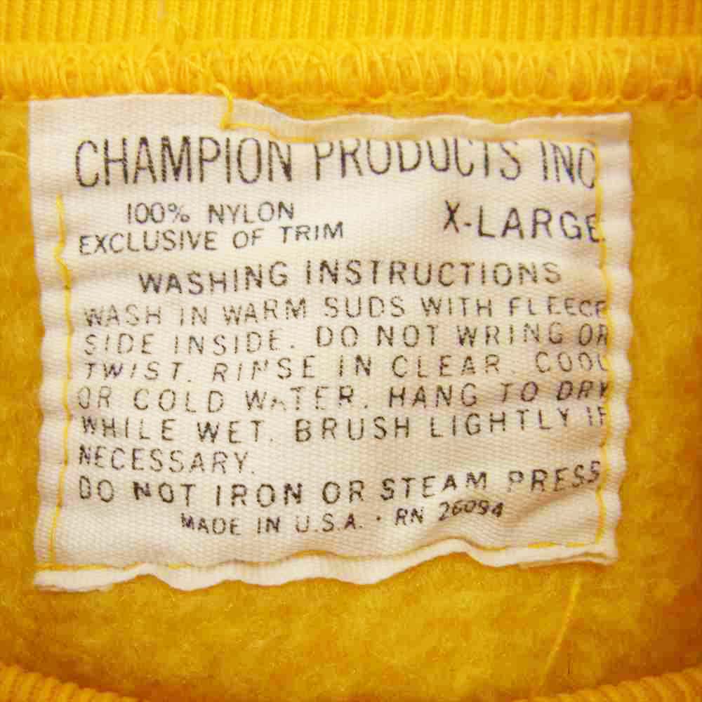 Champion チャンピオン 60s 70s プロダクツタグ ナイロン フリース スウェット イエロー系 XL【中古】