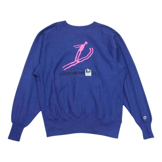 Champion チャンピオン 90s USA製 刺繍タグ リバースウィーブ クルー スウェット パープル系 L【中古】