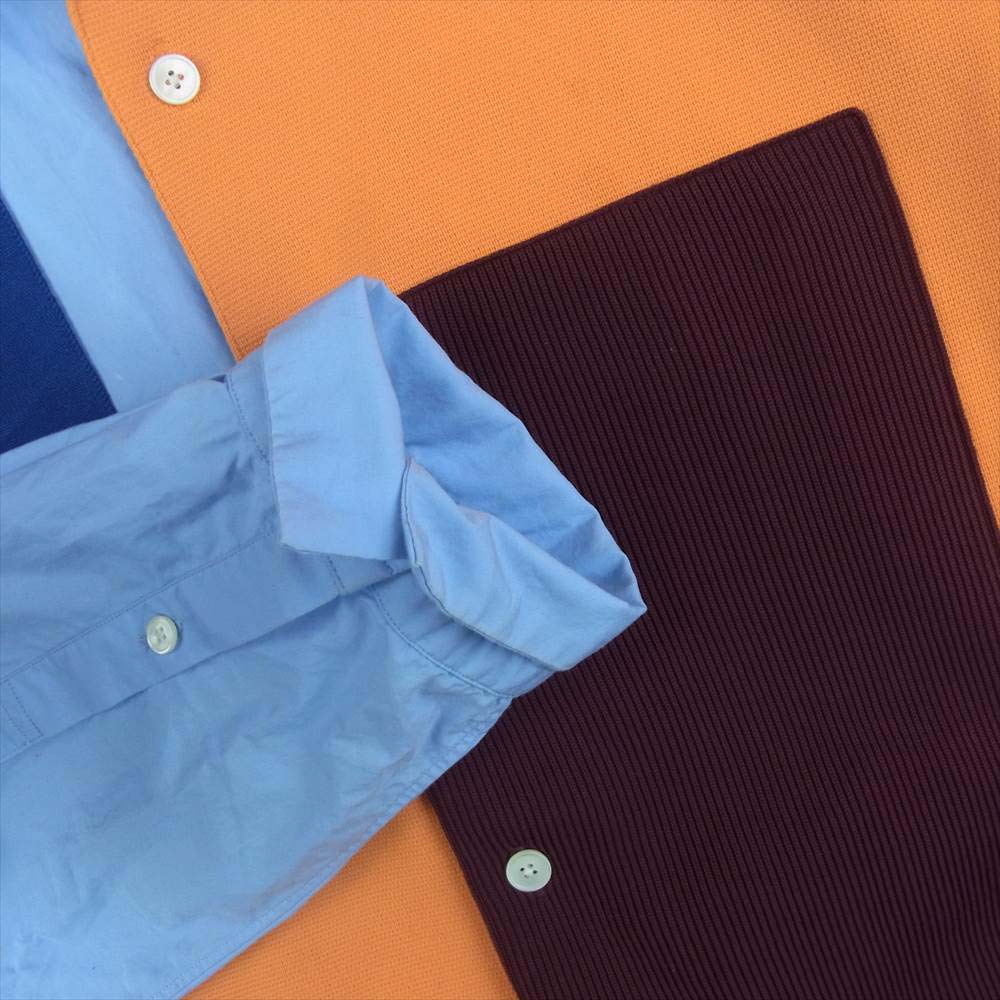 TOMORROWLAND トゥモローランド WS019CU ニット 切替 パッチワーク タイプライター 長袖 シャツ ライトブルー系 S【中古】