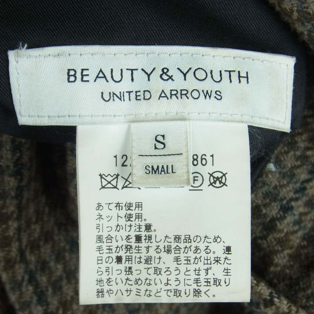 ビューティー アンド ユース UNITED ARROWS ユナイテッドアローズ ガンクラブチェック リバーシブル バルカラー コート ブラウン系 ベージュ系 S【中古】