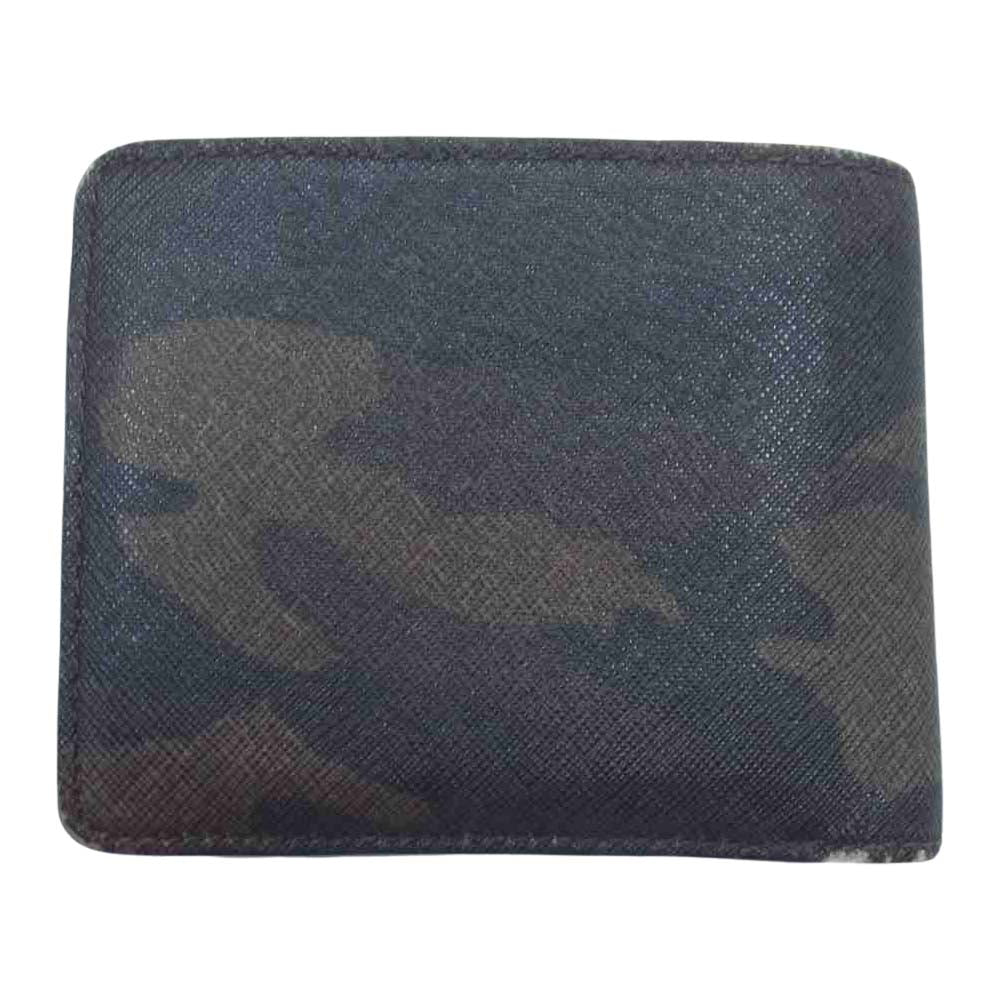 Vivienne Westwood ヴィヴィアンウエストウッド 二つ折り 迷彩 カモフラ レザー ウォレット ブラック系【中古】