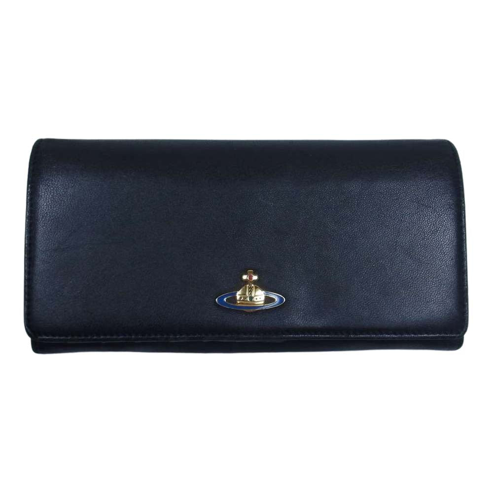 Vivienne Westwood ヴィヴィアンウエストウッド オーブ 二つ折り 長財布 ブラック系【中古】