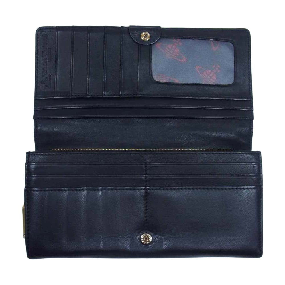 Vivienne Westwood ヴィヴィアンウエストウッド オーブ 二つ折り 長財布 ブラック系【中古】