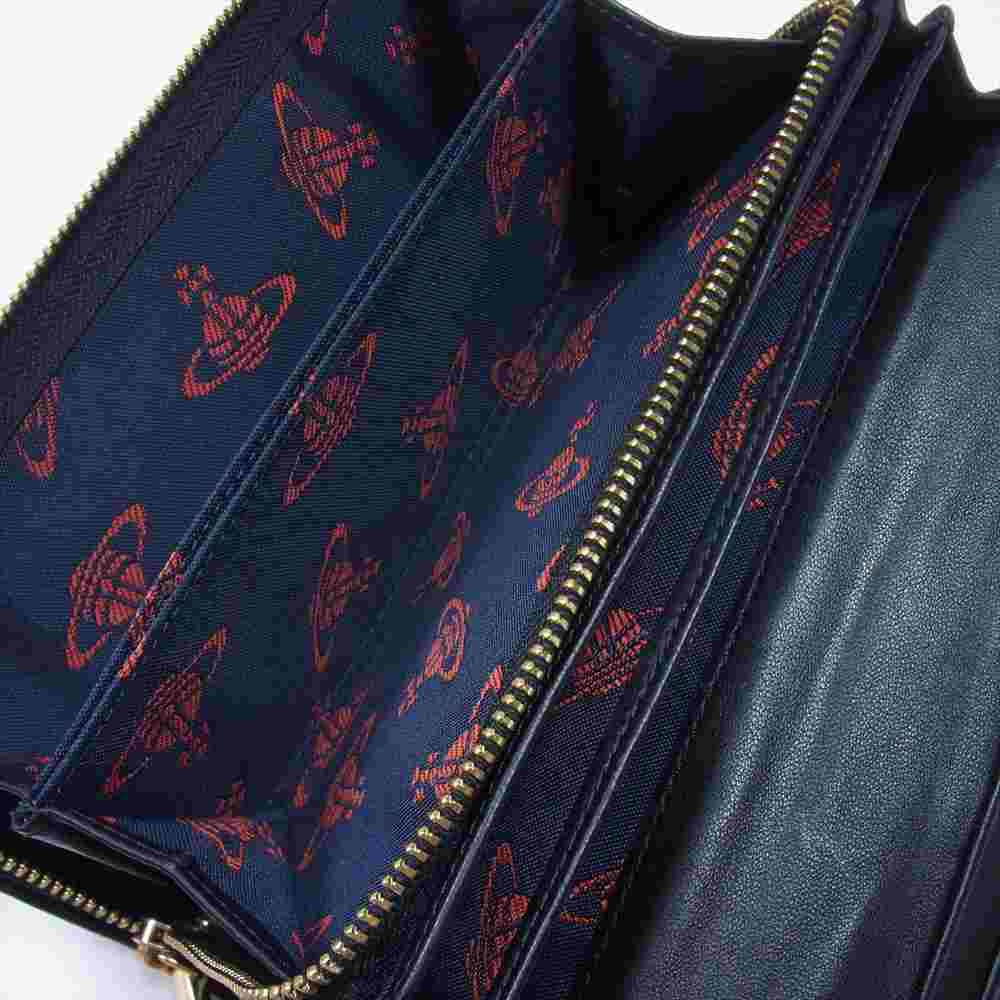 Vivienne Westwood ヴィヴィアンウエストウッド オーブ 二つ折り 長財布 ブラック系【中古】
