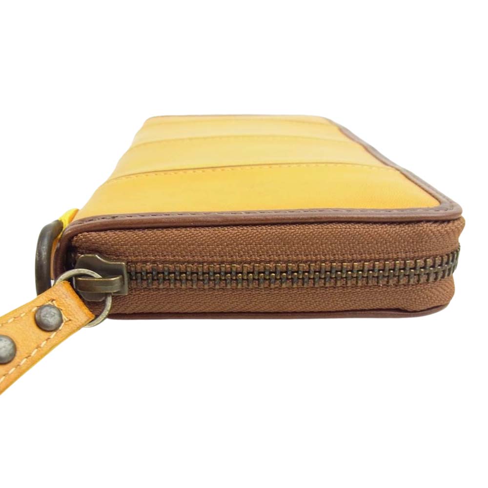 ユニゾンデプト 22-1617-30 Udo Round Zip Wallet ウド ラウンドファスナー レザー ウォレット 長財布 オレンジ系【極上美品】【中古】