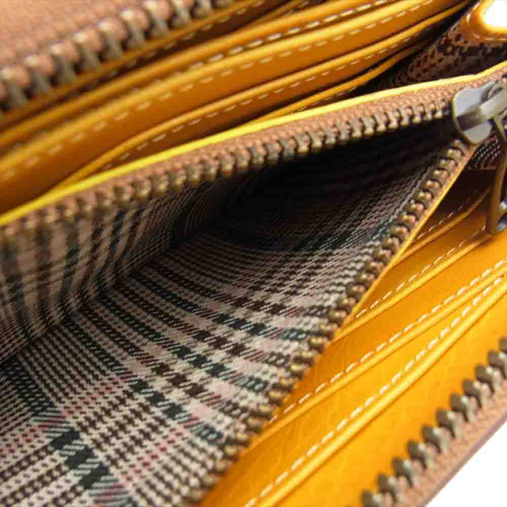 ユニゾンデプト 22-1617-30 Udo Round Zip Wallet ウド ラウンドファスナー レザー ウォレット 長財布 オレンジ系【極上美品】【中古】