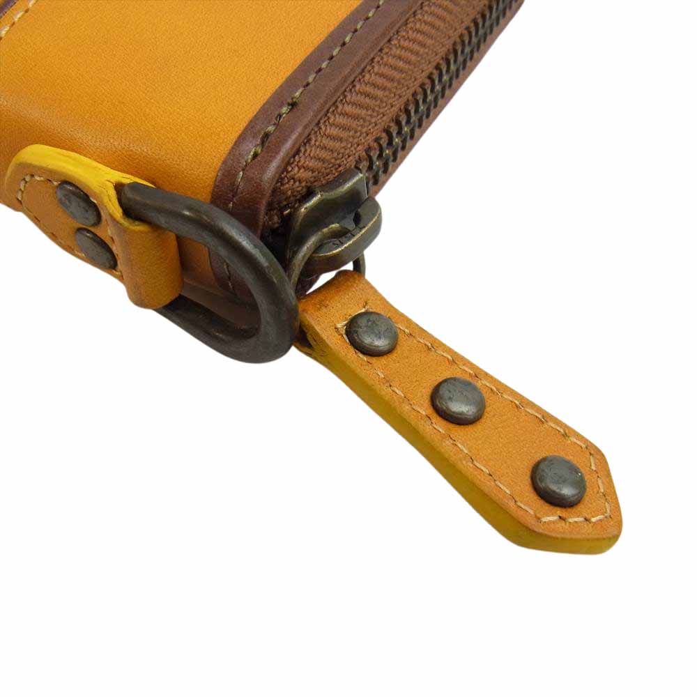 ユニゾンデプト 22-1617-30 Udo Round Zip Wallet ウド ラウンドファスナー レザー ウォレット 長財布 オレンジ系【極上美品】【中古】