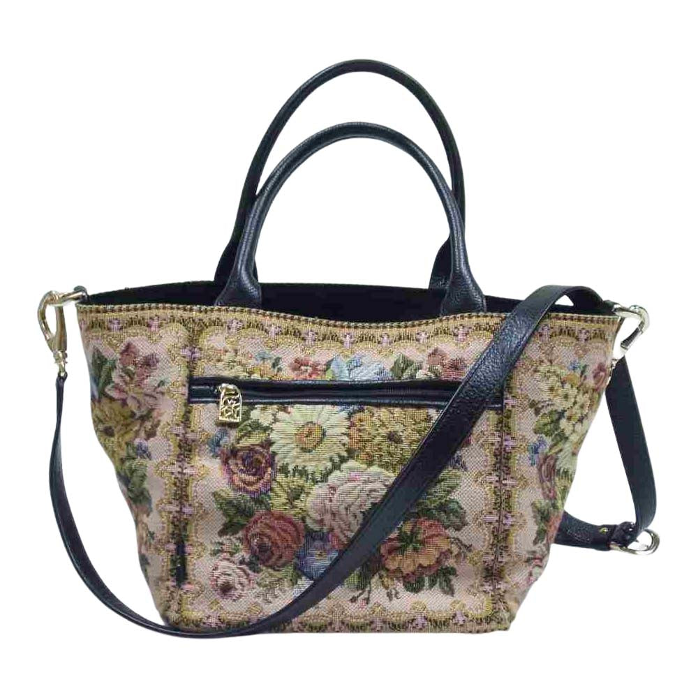 シンクビー ジャガード織り 花柄 フラワー 2WAY トートバッグ ベージュ系【美品】【中古】