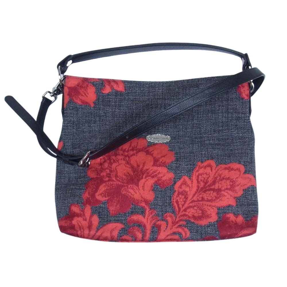 シンクビー A000748 スパニッシュカナリー フラワー 花柄 2WAY トート ショルダーバッグ グレー系【美品】【中古】