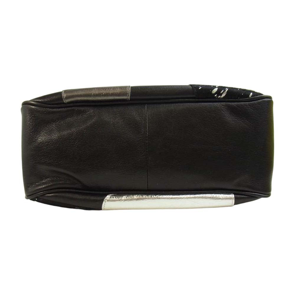 シンクビー A000475 ハート パッチ ハラコ レザー レイラ 2WAY ショルダーバッグ ブラック系【美品】【中古】