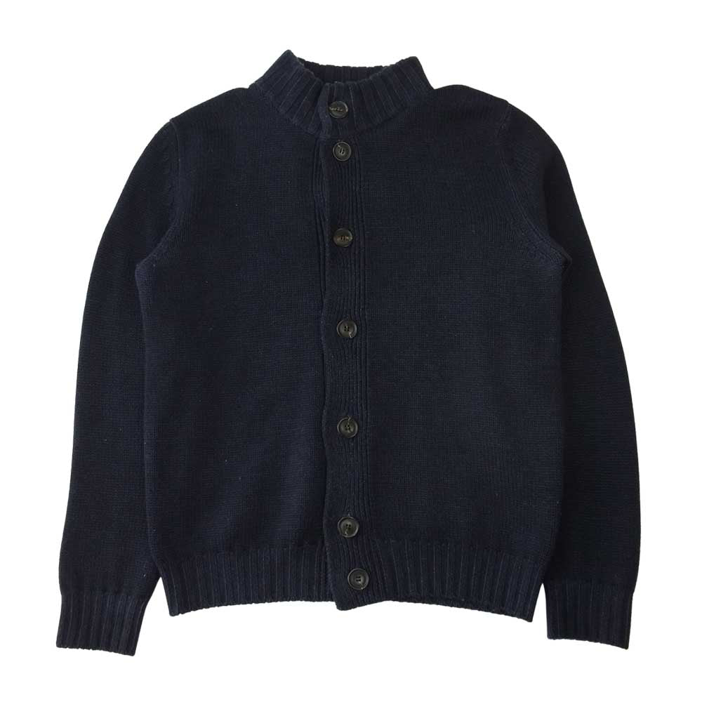 バフィー イタリア製 スタンドカラー ウール ニット カーディガン ネイビー系 44【中古】