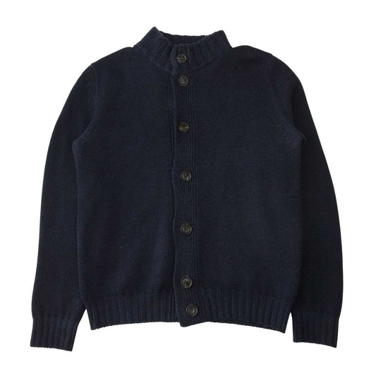 バフィー イタリア製 スタンドカラー ウール ニット カーディガン ネイビー系 44【中古】