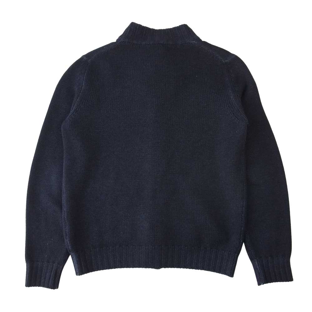 バフィー イタリア製 スタンドカラー ウール ニット カーディガン ネイビー系 44【中古】