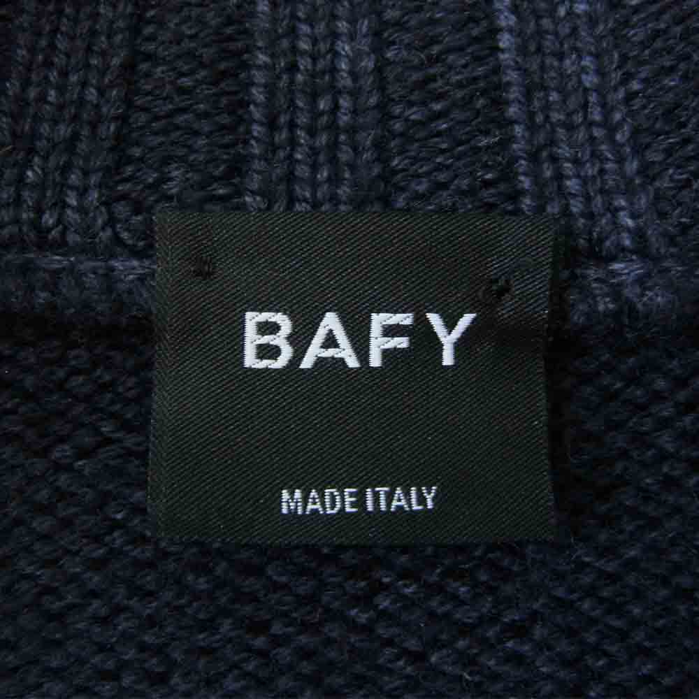 バフィー イタリア製 スタンドカラー ウール ニット カーディガン ネイビー系 44【中古】