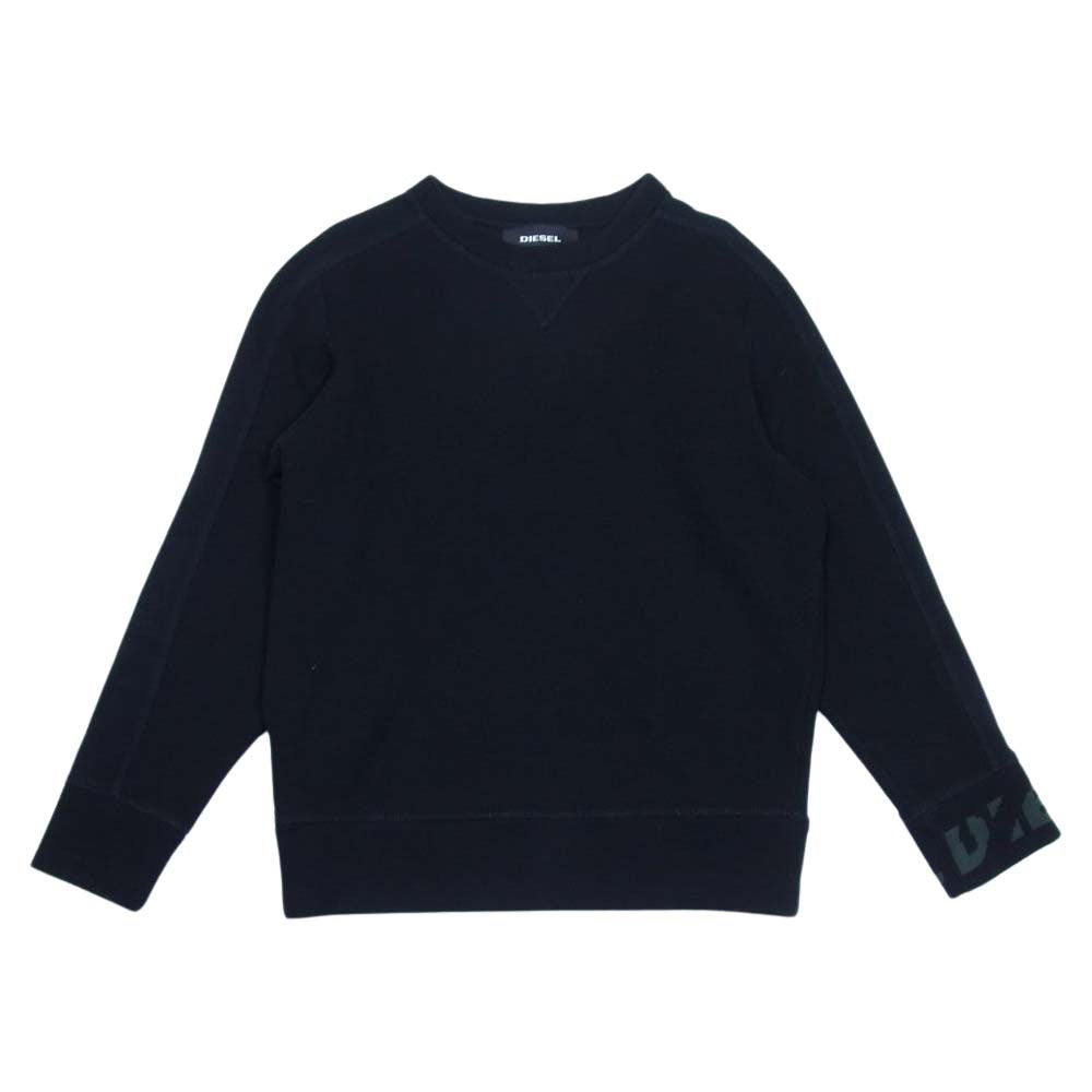 DIESEL ディーゼル 袖ロゴ クルーネック スウェット トレーナー ブラック系 XS【中古】