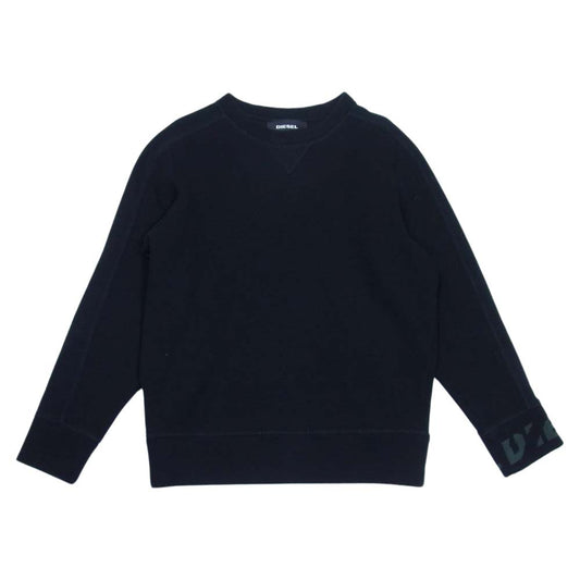DIESEL ディーゼル 袖ロゴ クルーネック スウェット トレーナー ブラック系 XS【中古】