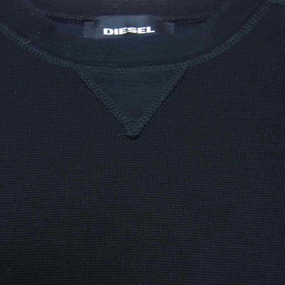 DIESEL ディーゼル 袖ロゴ クルーネック スウェット トレーナー ブラック系 XS【中古】