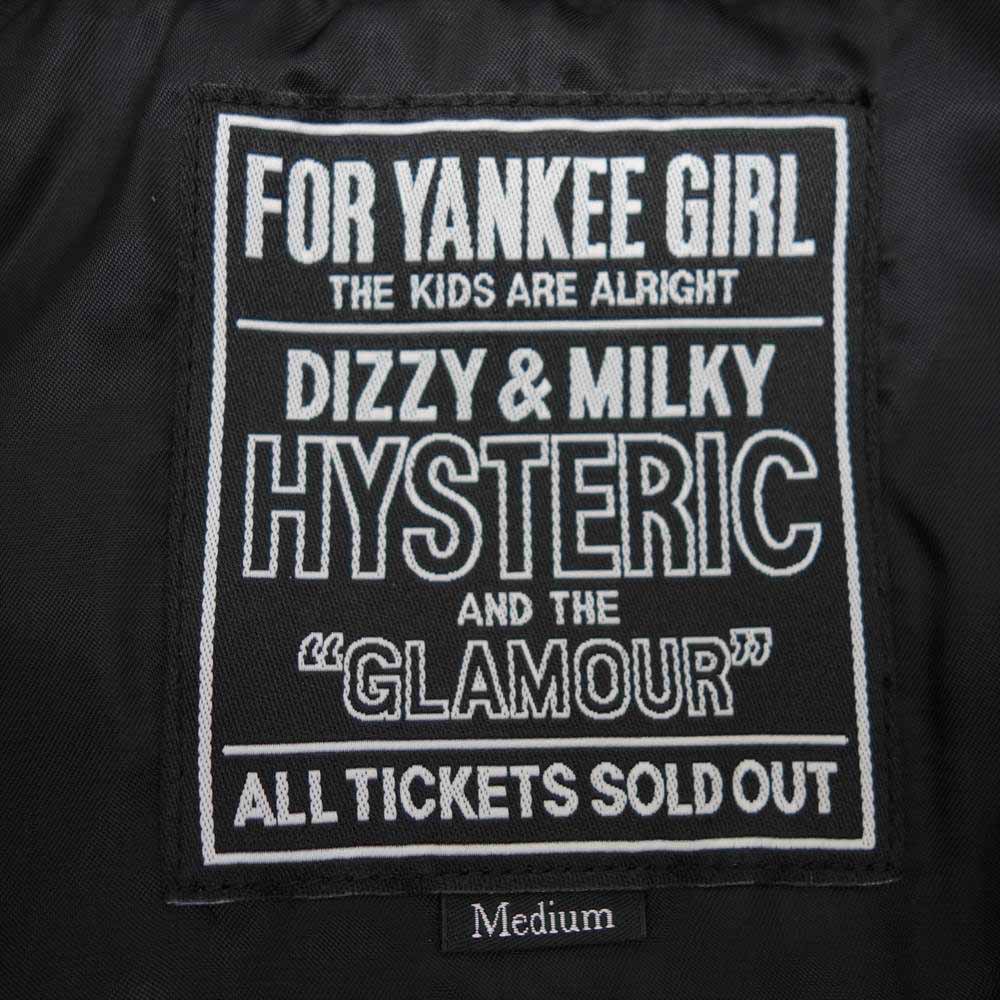 HYSTERIC GLAMOUR ヒステリックグラマー 02221AB03 motel 刺繍 サテン ジャケット ブルゾン ブラック系 M【新古品】【未使用】【中古】
