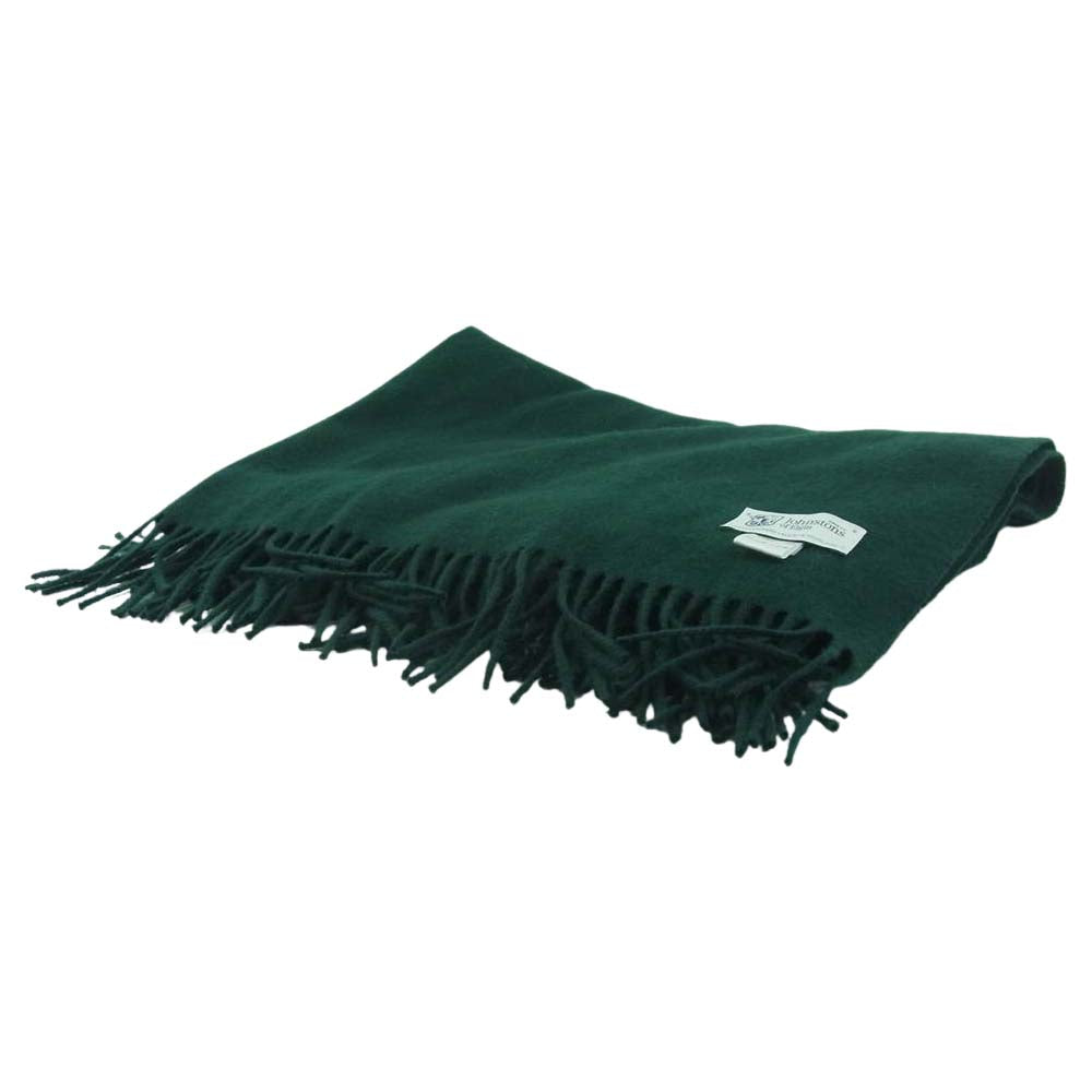 ジョンストンズ 国内正規品 カシミヤ100％ 大判 マフラー ストール ダークグリーン系【中古】