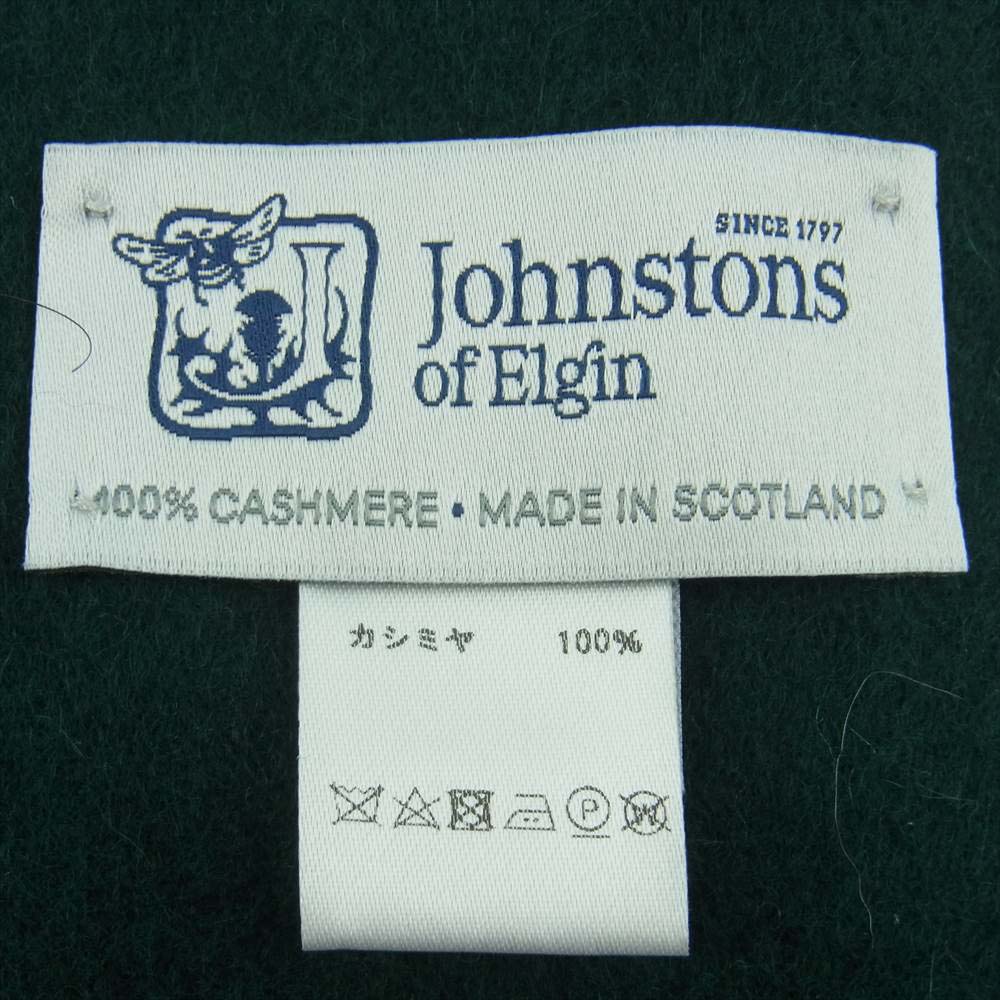 ジョンストンズ 国内正規品 カシミヤ100％ 大判 マフラー ストール ダークグリーン系【中古】