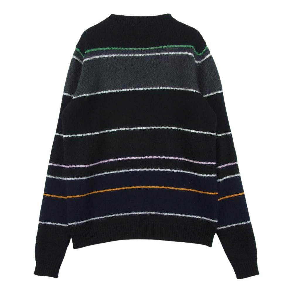 RAF SIMONS ラフシモンズ 13AW 132-1-803-2102-9942 Striped Wo-Mohair Crew Neck Knit モヘア混 ボーダー クルーネック ニット セーター ブラック系 M【中古】