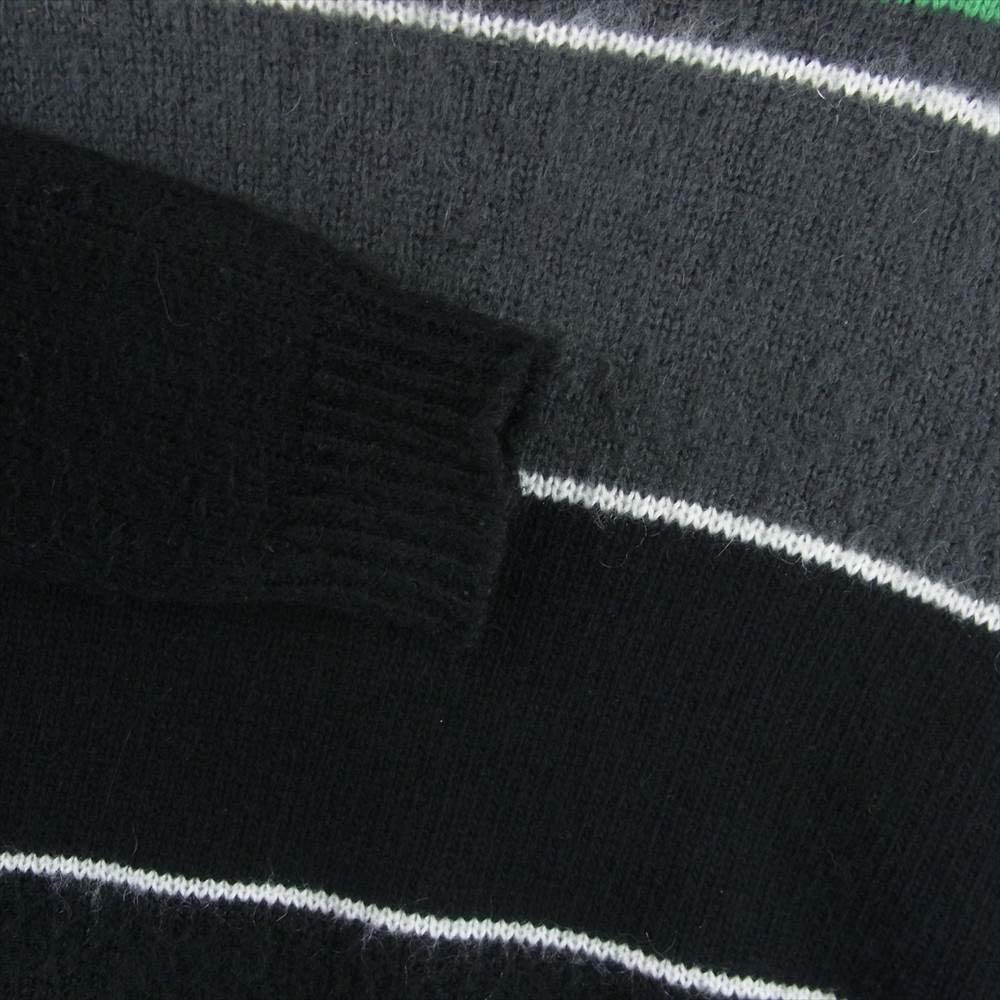 RAF SIMONS ラフシモンズ 13AW 132-1-803-2102-9942 Striped Wo-Mohair Crew Neck Knit モヘア混 ボーダー クルーネック ニット セーター ブラック系 M【中古】