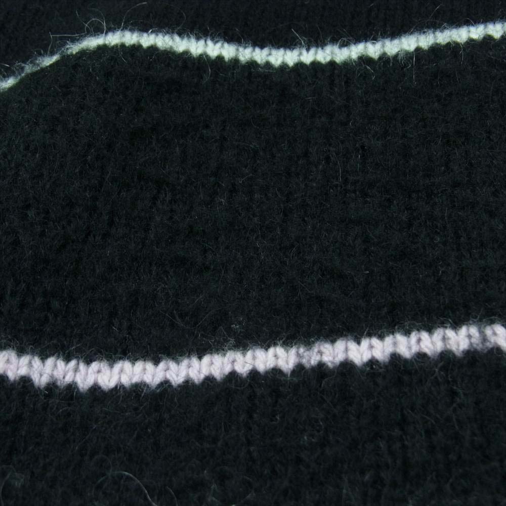 RAF SIMONS ラフシモンズ 13AW 132-1-803-2102-9942 Striped Wo-Mohair Crew Neck Knit モヘア混 ボーダー クルーネック ニット セーター ブラック系 M【中古】