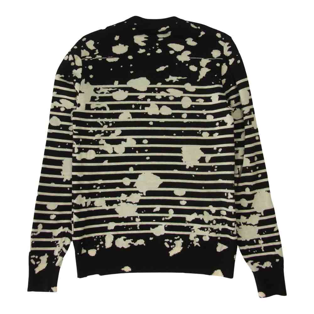 Dior ディオール 17SS 763M613ZT316 国内正規品 スプラッター ペイント クルーネック ボーダー ウール ニット セーター ブラック系 XS【中古】