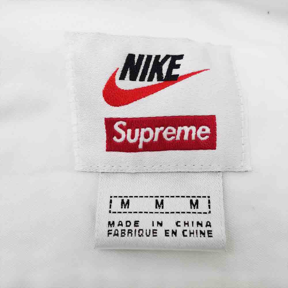 Supreme シュプリーム × NIKE ナイキ 21SS Cotton Twill Shirt ロゴ刺繍 コットン ツイル 長袖 シャツ ホワイト系 M【中古】