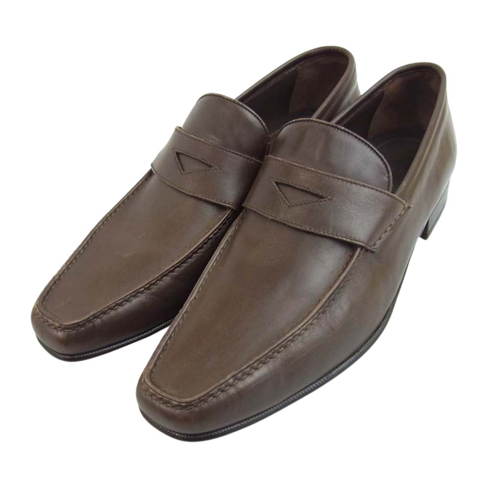 Brioni ブリオーニ レザー ローファー ビジネス シューズ ブラウン系 8　1/2【美品】【中古】