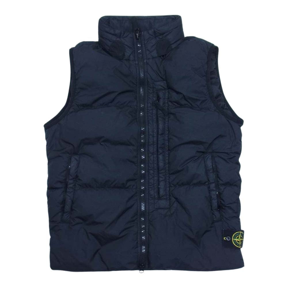 STONE ISLAND ストーンアイランド 国内正規品 7315G0123 CRINKLE REPS DOWN GILET クリンクル ロゴワッペン フード収納 スタンドカラー ダウンベスト ブラック系 M【中古】