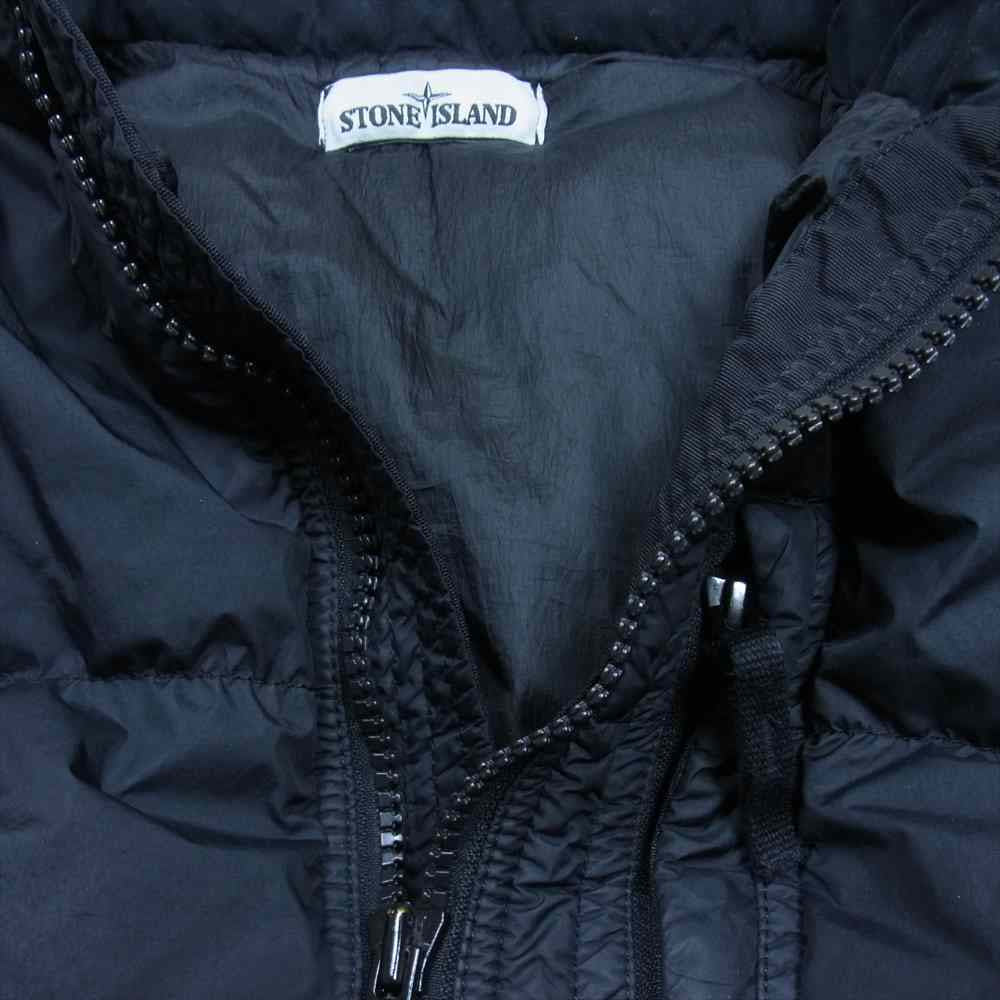 STONE ISLAND ストーンアイランド 国内正規品 7315G0123 CRINKLE REPS DOWN GILET クリンクル ロゴワッペン フード収納 スタンドカラー ダウンベスト ブラック系 M【中古】