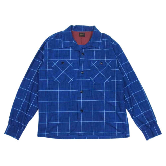 テンダーロイン T-PRINT FLANNEL SHT プリント フランネル オープンカラー シャツ ブルー系 S【中古】