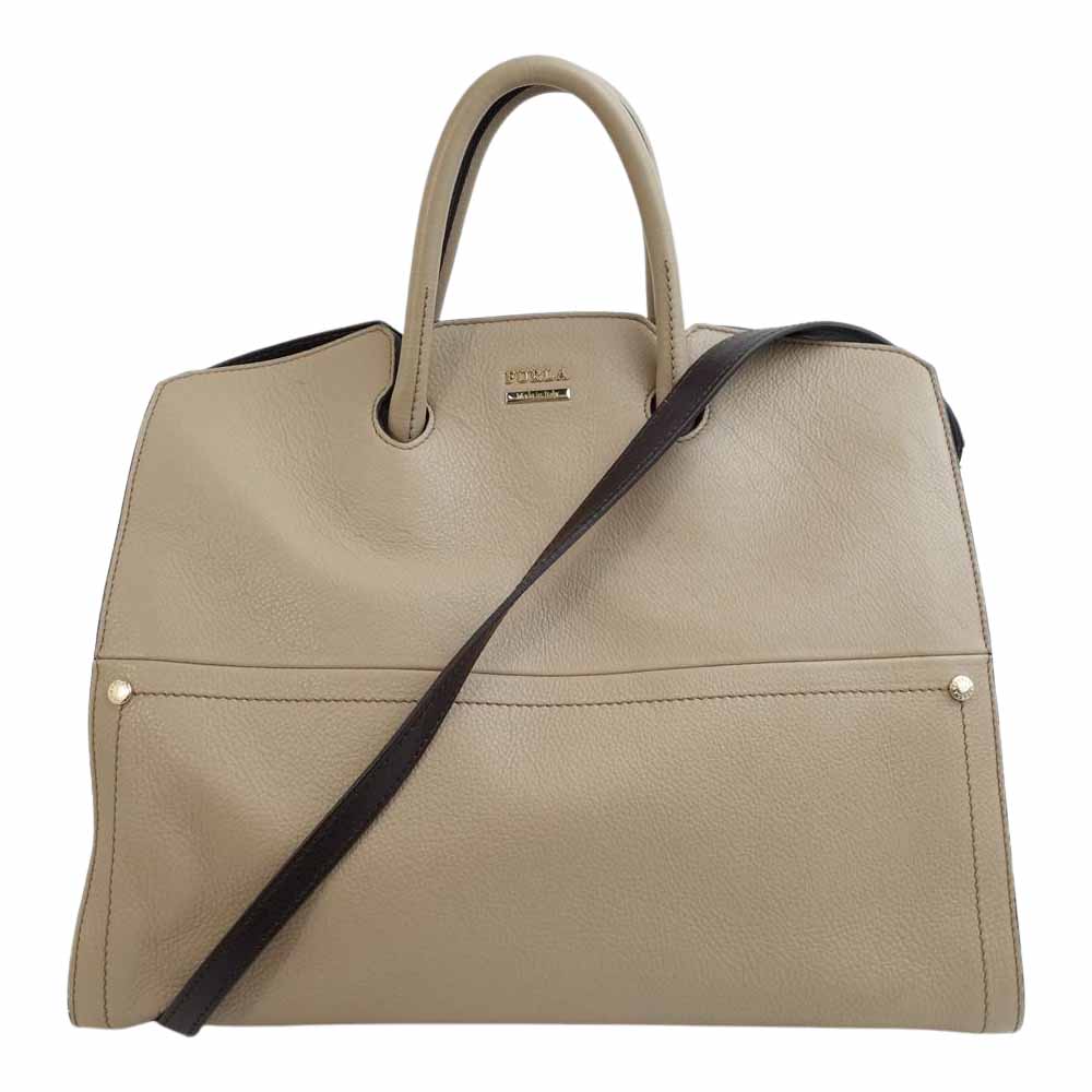 Furla フルラ 2WAY ショルダー ハンド バッグ ベージュ系 ホワイト系【中古】