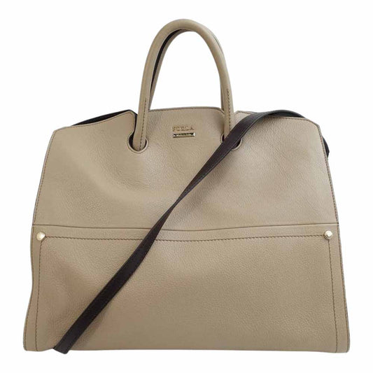Furla フルラ 2WAY ショルダー ハンド バッグ ベージュ系 ホワイト系【中古】