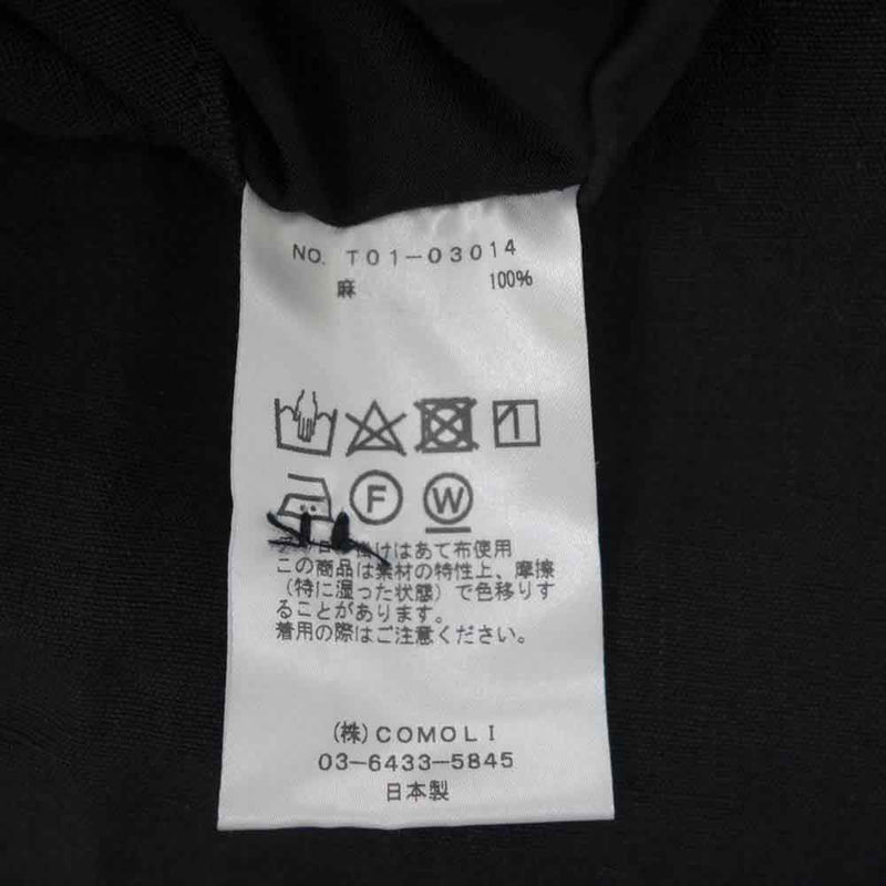 COMOLI コモリ 21SS T01-03014 リネン B.D.U カーゴ パンツ ブラック系 2【中古】