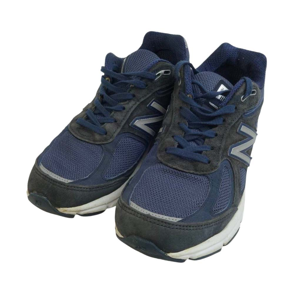 NEW BALANCE ニューバランス M990NV4 USA製 スエード ローカット スニーカー  ネイビー系 25cm【中古】