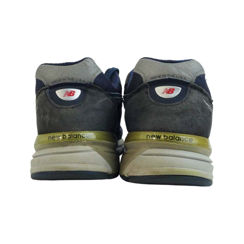NEW BALANCE ニューバランス M990NV4 USA製 スエード ローカット スニーカー  ネイビー系 25cm【中古】
