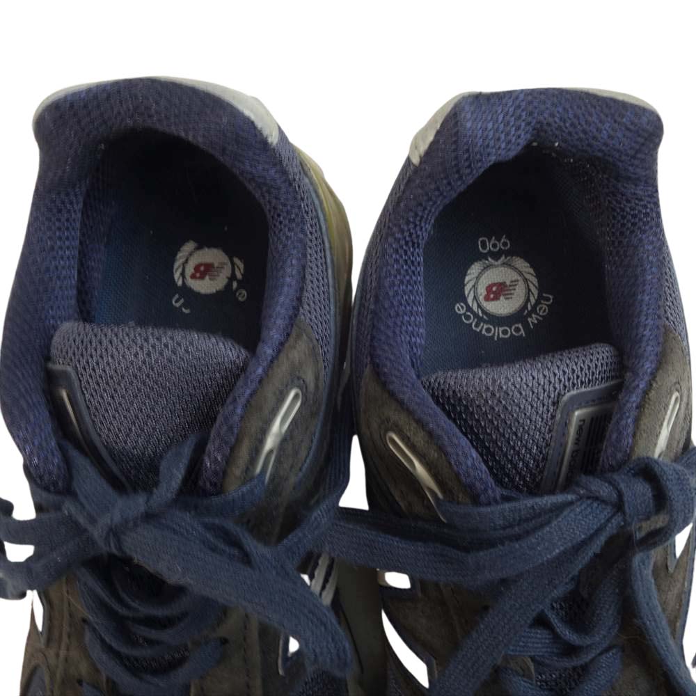 NEW BALANCE ニューバランス M990NV4 USA製 スエード ローカット スニーカー  ネイビー系 25cm【中古】