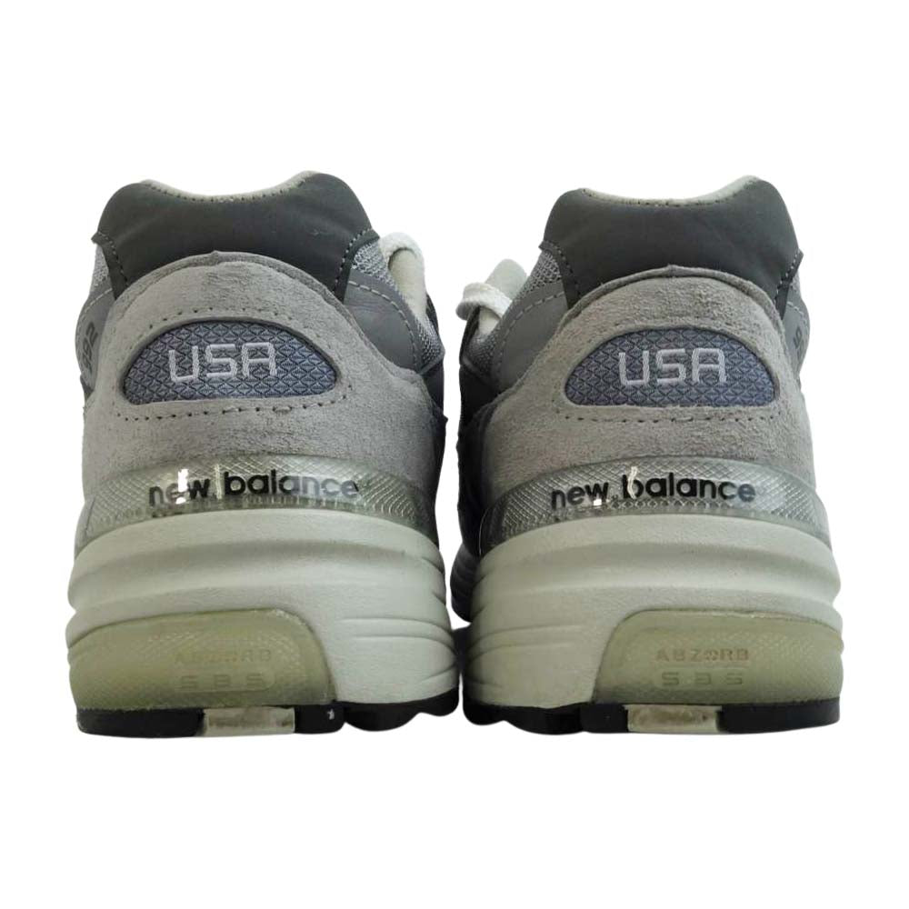 NEW BALANCE ニューバランス 992GR USA製 スエード ローカット スニーカー  グレー系 25cm【美品】【中古】