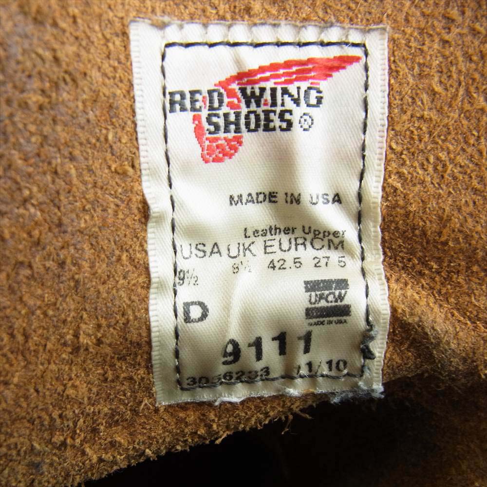RED WING レッドウィング 9111 6inch PLAIN TOE Rough&Tough プレーントゥ ブーツ ブラウン系 27.5cm【中古】